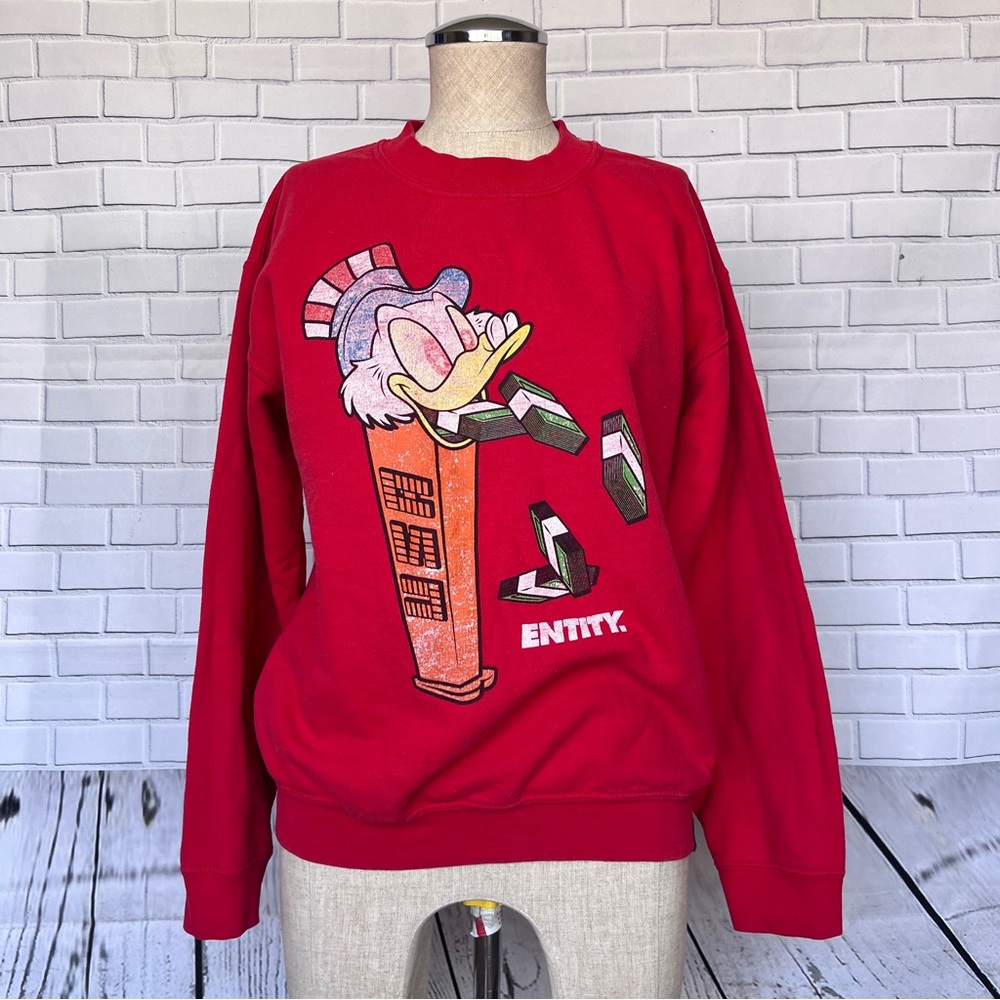Entity Sweatshirt Rich Money Mc Pato Disney Red Sweatshirt Unisex Small Vintage